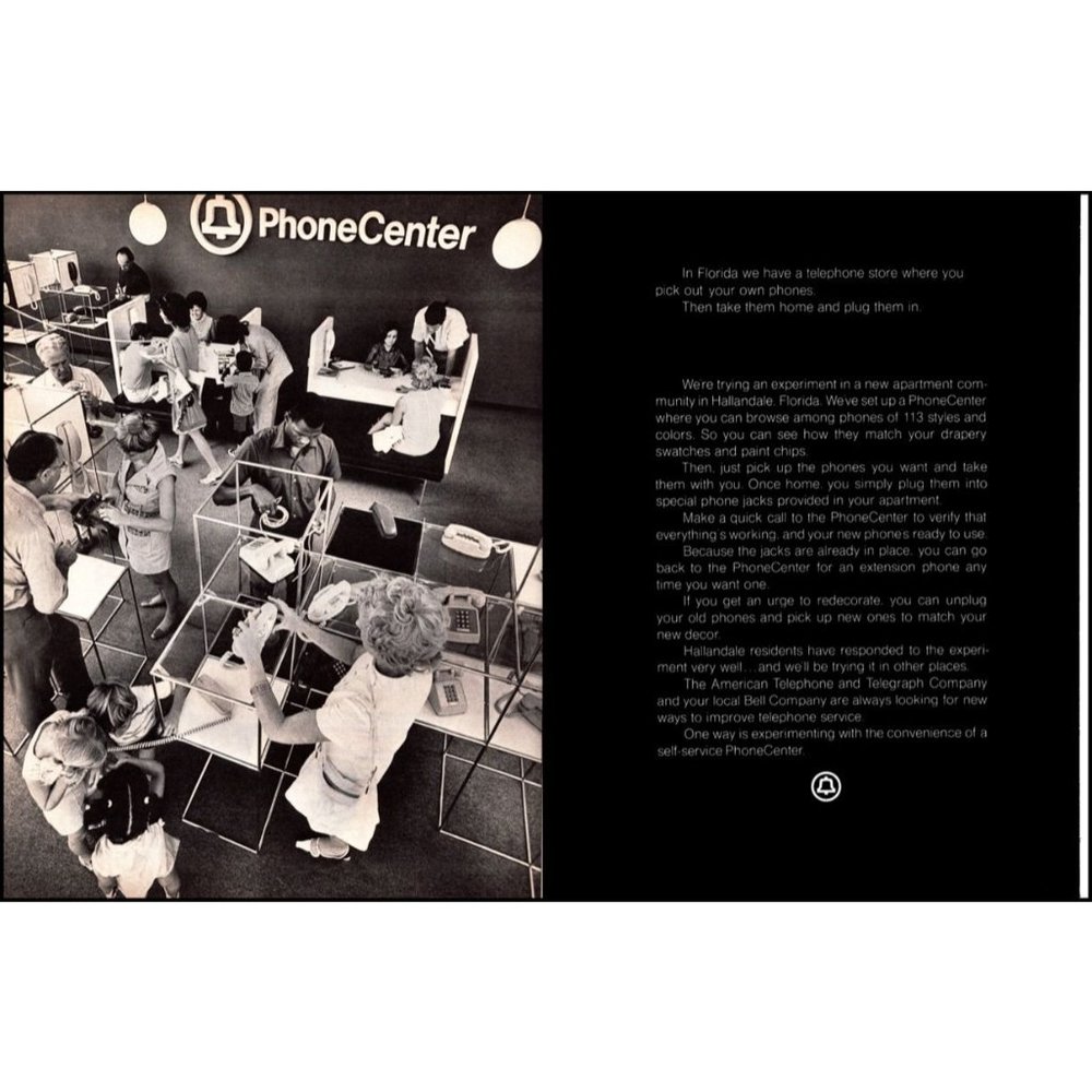 1971 Bell Telephone System 2 Page Vintage Print Ad Phonecenter Store Wall Art